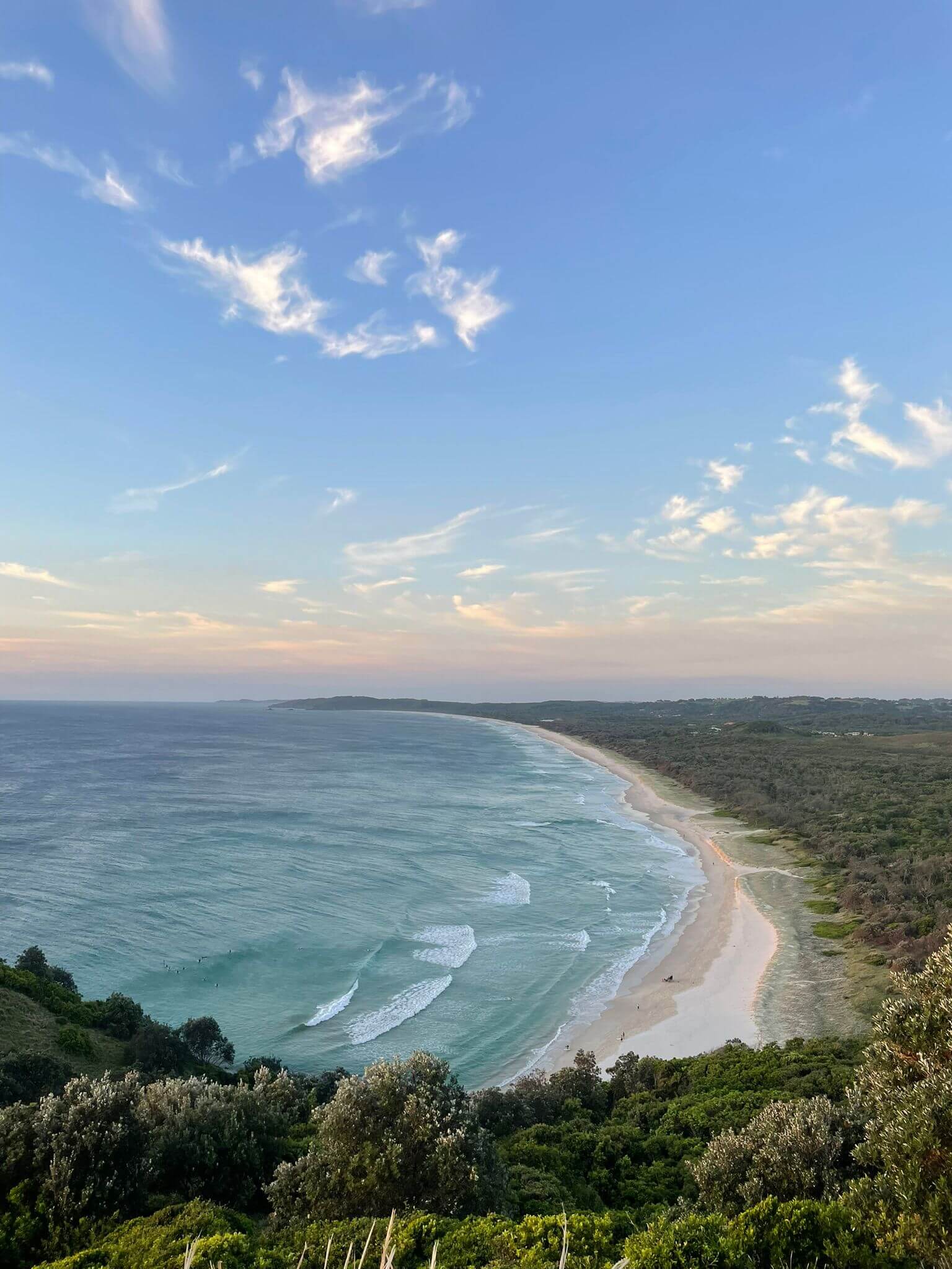 Byron Bay coastline view from the lighthouse in Australia