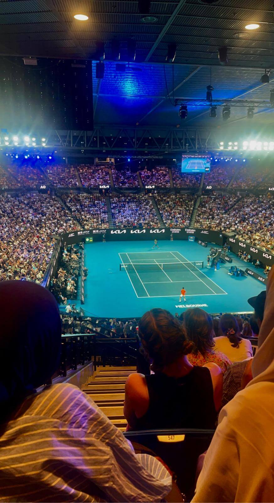 Crowd and tennis atmosphere at the Australian Open in Melbourne with stadium energy and event excitement.