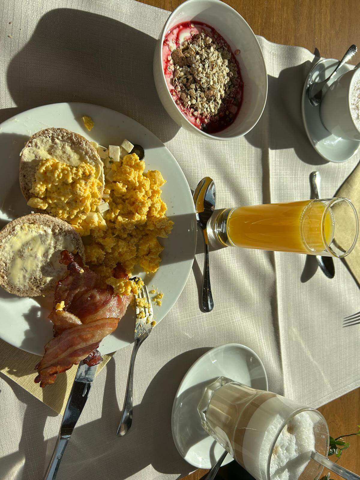 Breakfast with mountain views in Saas-Fee Switzerland