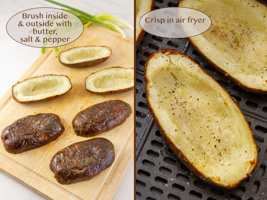 making potatoes into appetizers.