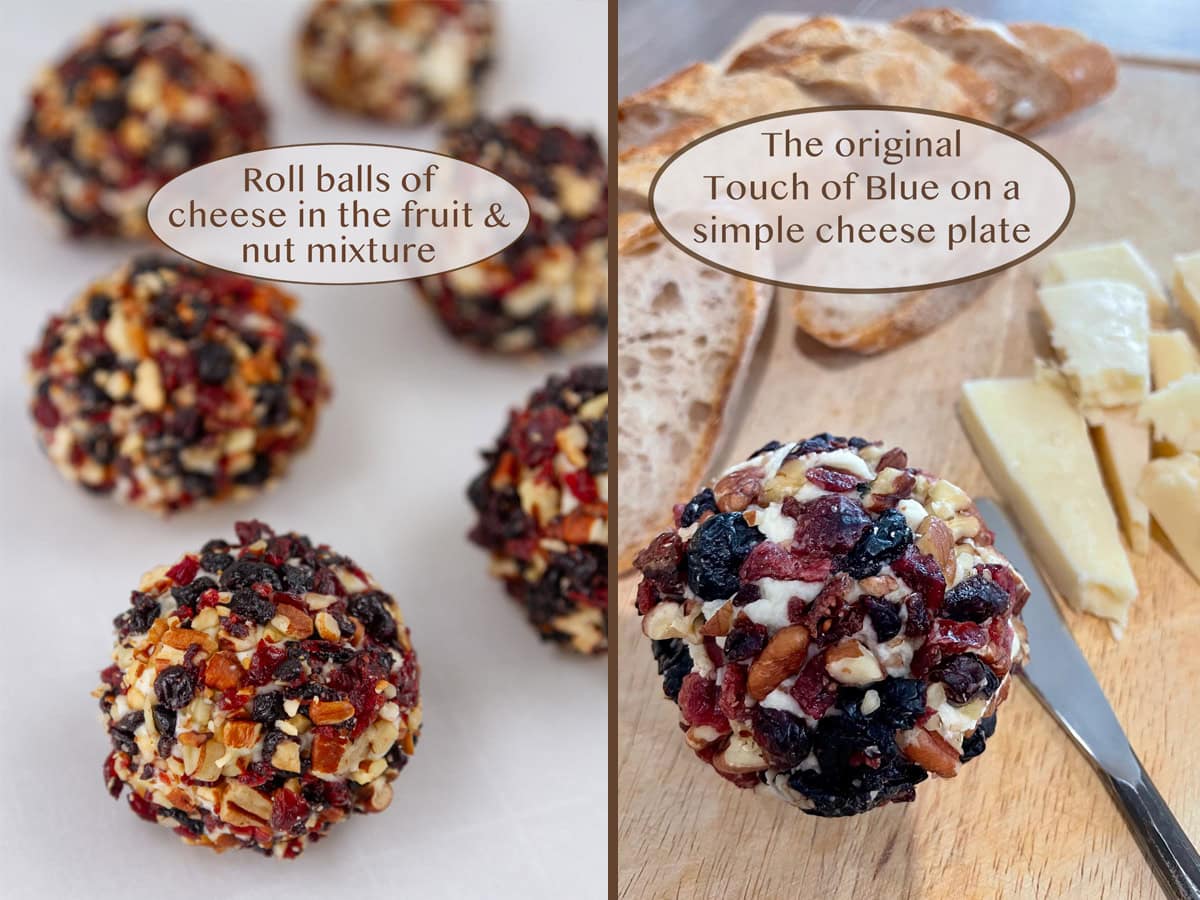 rolled balls on left and the original touch of blue on right.