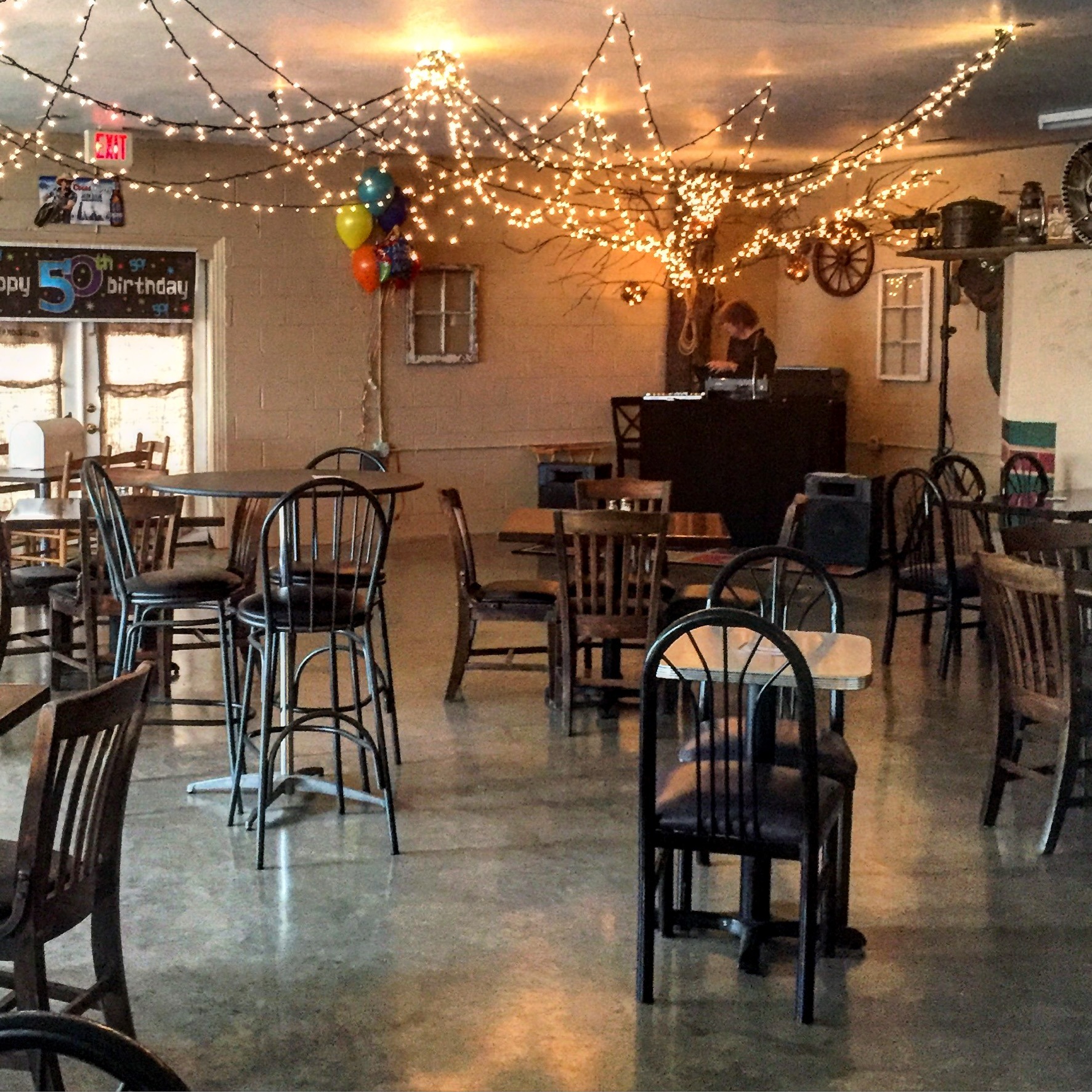 Just before the party began--DJ John Rutherford is in the background
