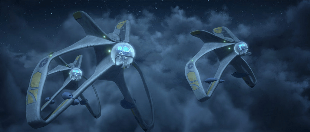 Umbaran Starfighters in battle from Star Wars The Clone Wars, concept image for LEGO Star Wars dream set.