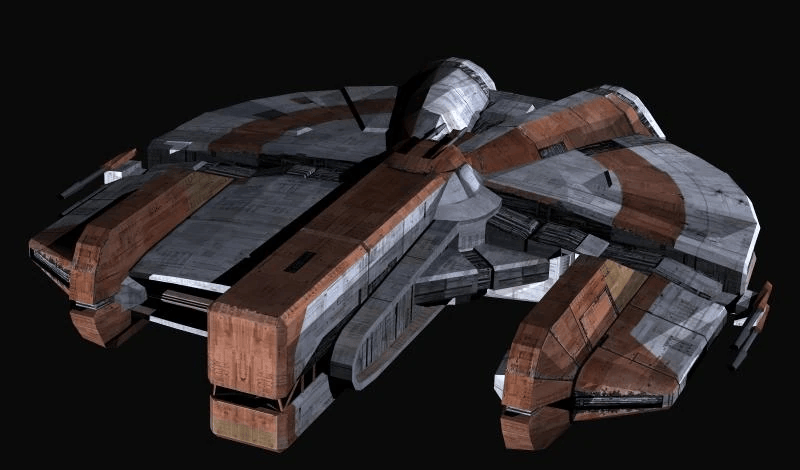 Ebon Hawk starship from Star Wars Knights of the Old Republic, concept image for LEGO Star Wars UCS set.