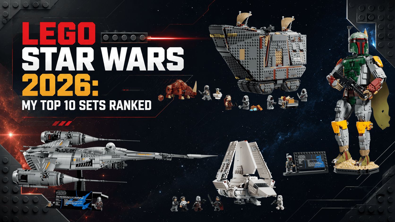 LEGO Star Wars 2026 Top 10 sets featuring the N-1 Starfighter, Boba Fett, Sandcrawler and Imperial Shuttle