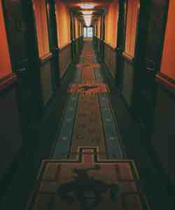Creepy hotel hallway