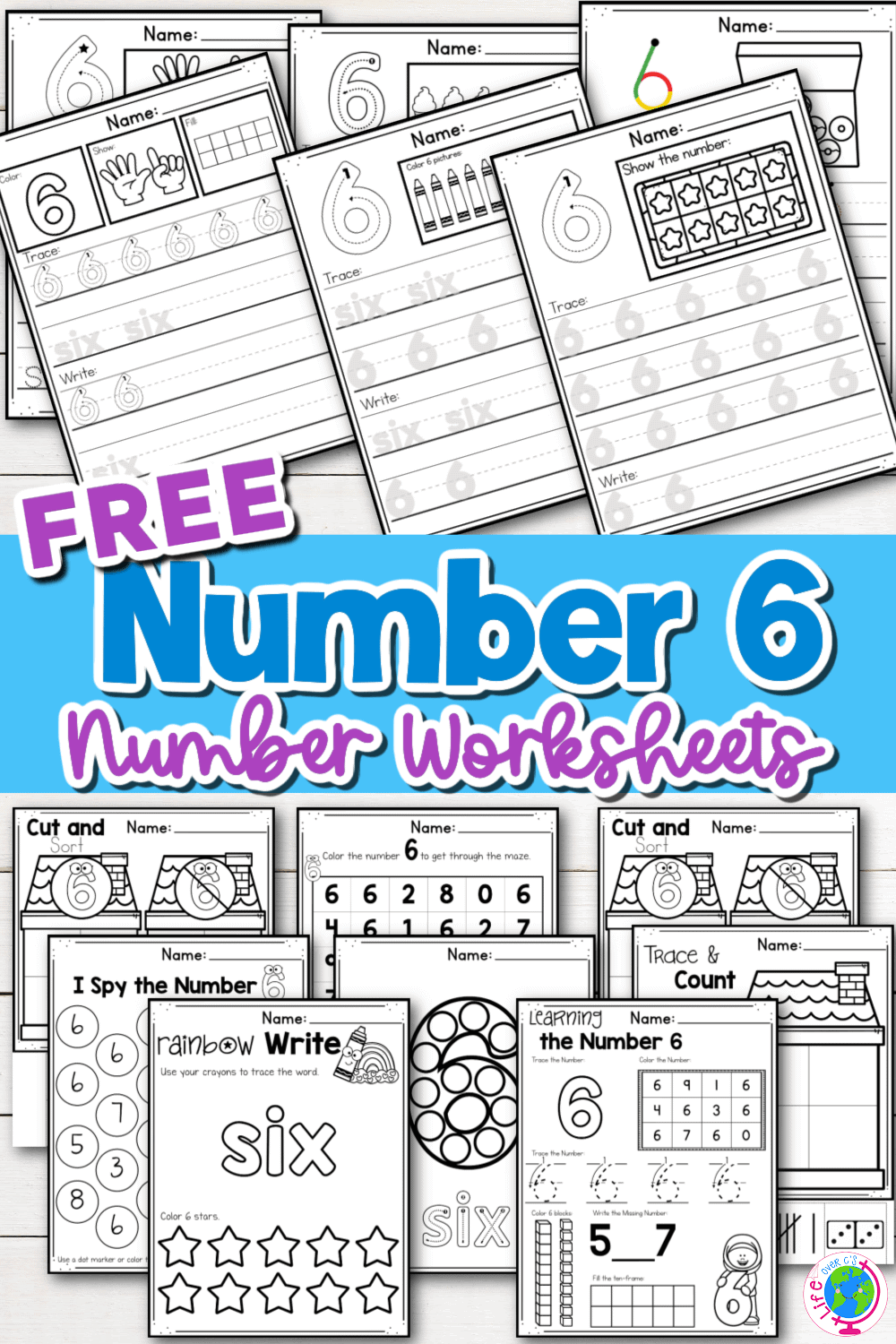 Free printable number 6 worksheets