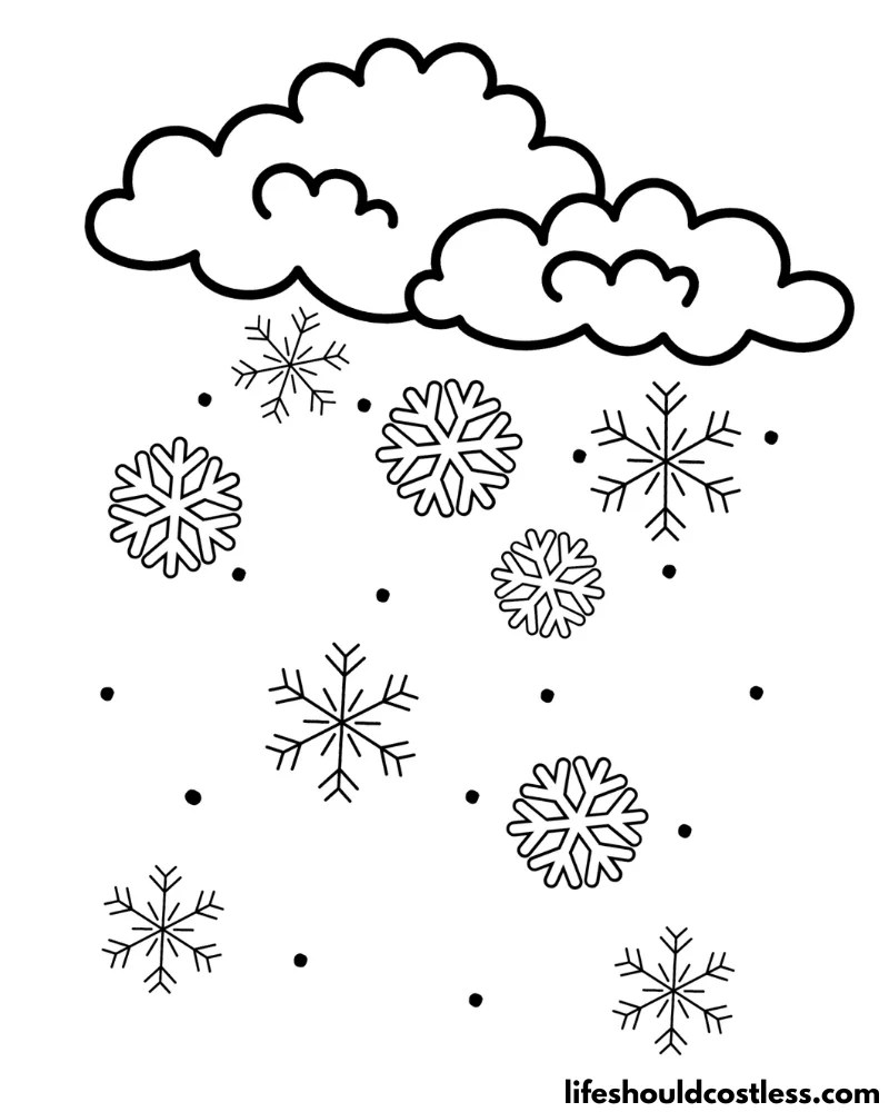 Snow coloring pages (free printable pdf templates)