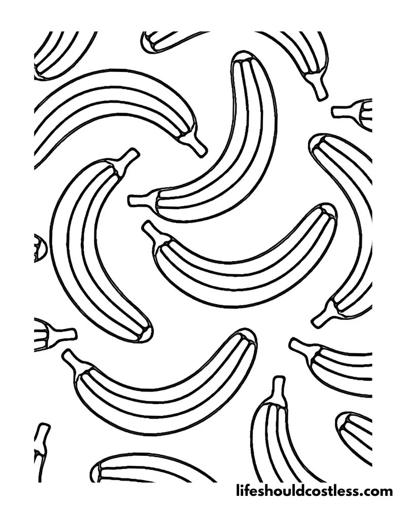 Banana coloring pages (free printable pdf templates)