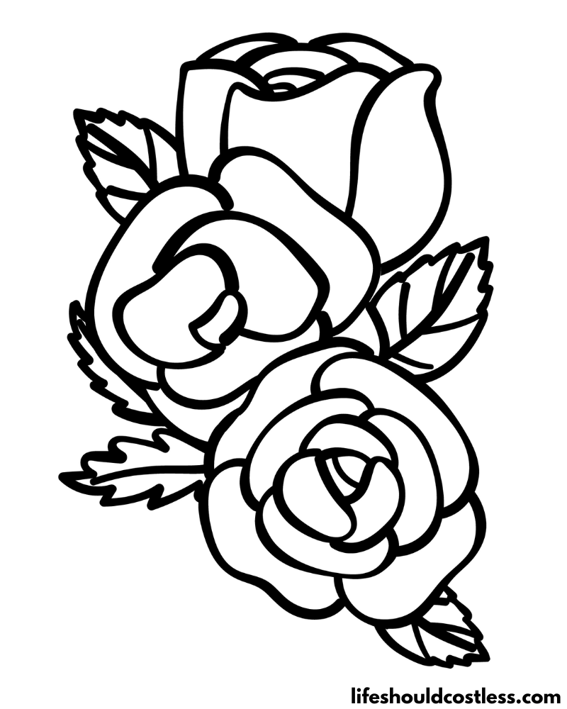 Rose coloring pages (free printable pdf templates)