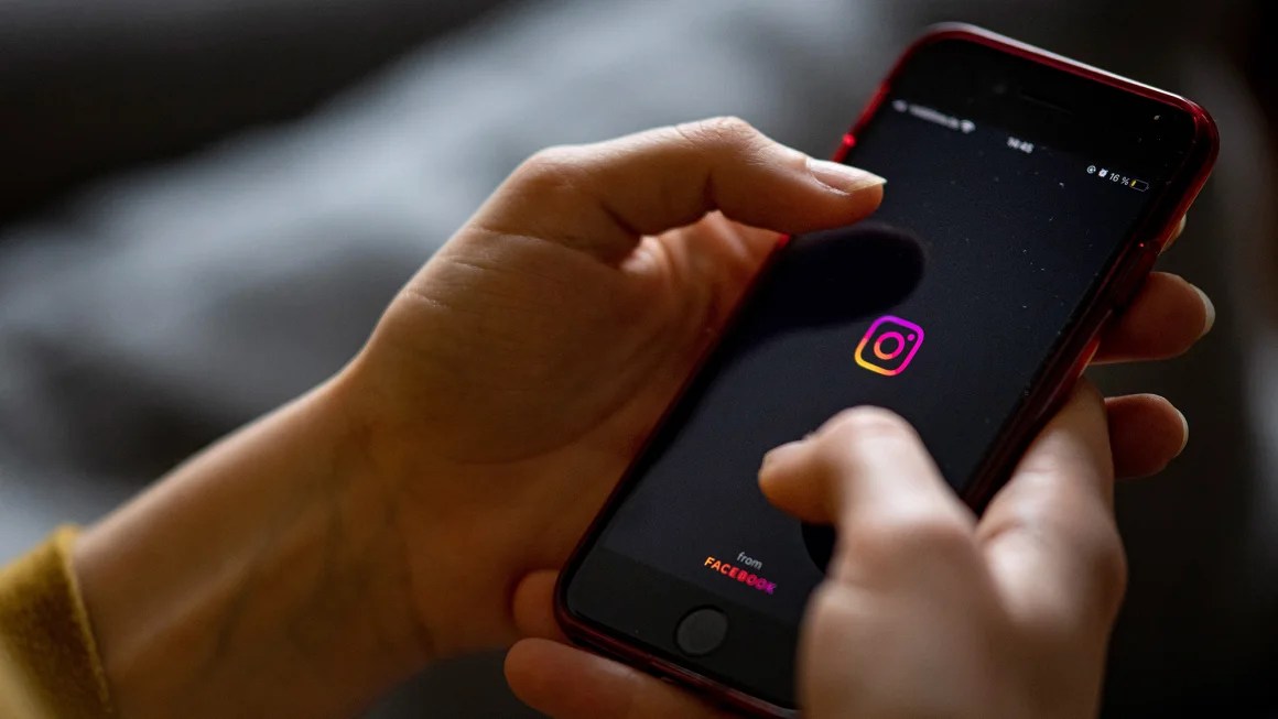 A smartphone with Instagram's app logo