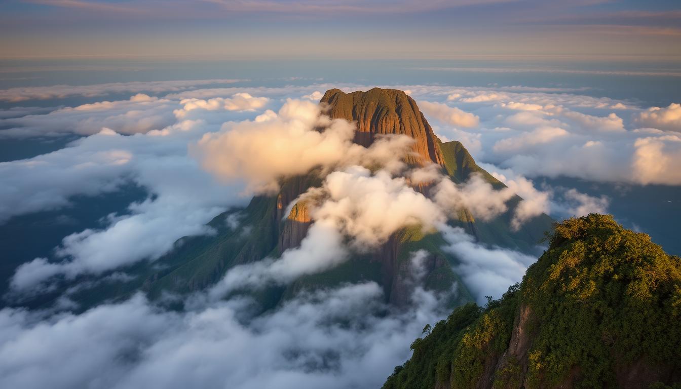 Mount Roraima tepui with clouds surrounding its flat top, one of the most unique places to visit in Venezuela
