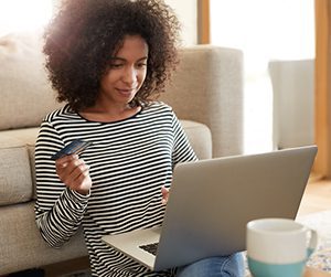 Birth mother redeeming her gift card online