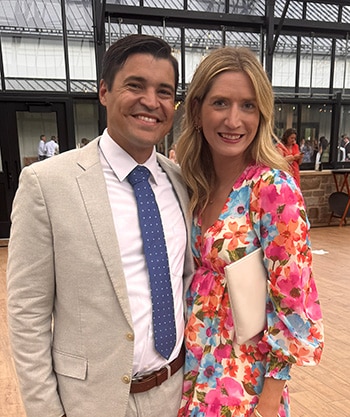 Hopeful adoptive parents Evan and Rachel dressed up for a formal event