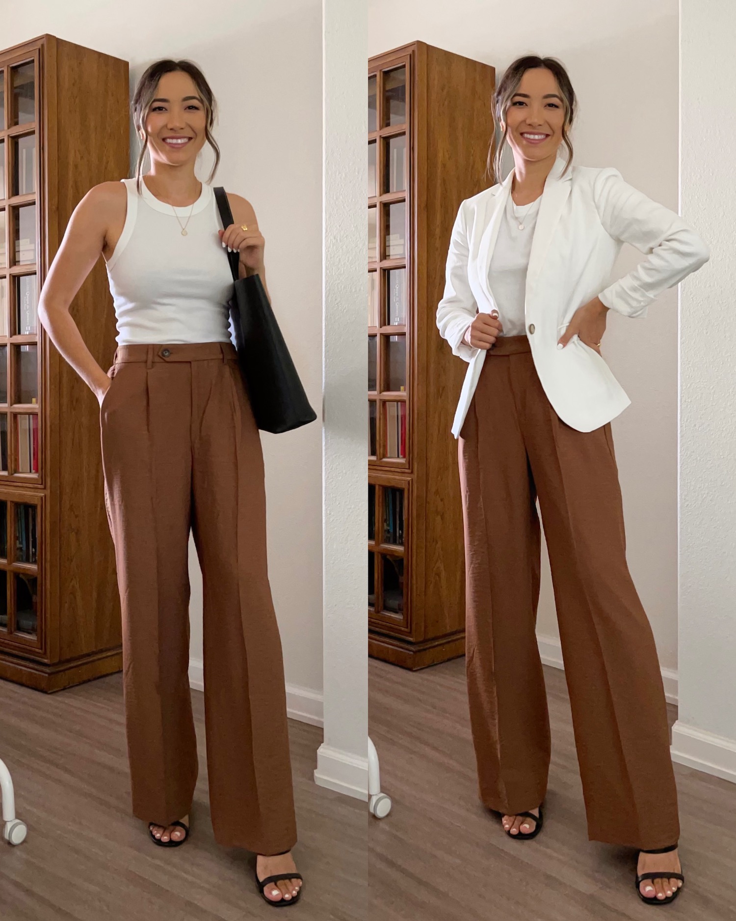 Wide-leg pants styled two ways