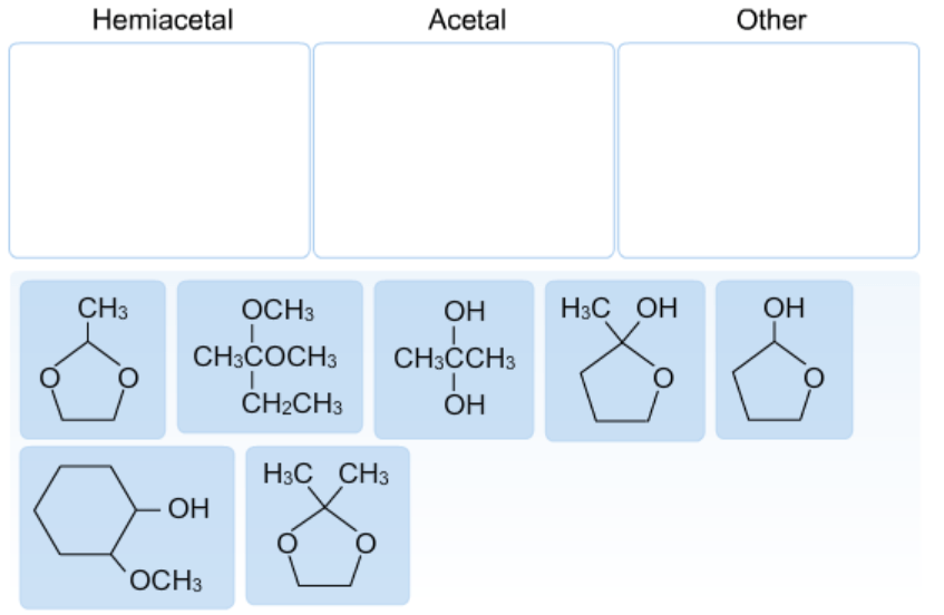 Classify These Structures As Hemiacetal Acetal Or Chegg Classify these structures as hemiacetal hemiketal acetal ketal or other.