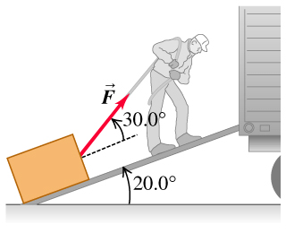A Man Is Dragging A Trunk Up The Loading Ramp Of A Mover S Truck The Ramp Has A Slope Angle Of 20 0 And The Man Pulls Upward For Teachers for Schools for Working Scholars.