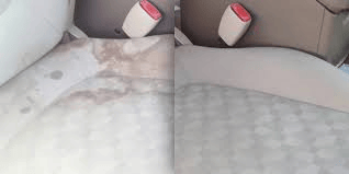 Professional stain removal on a car seat