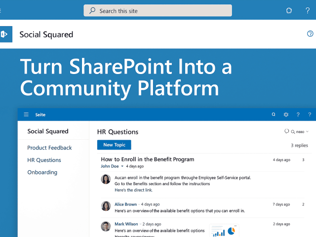 Social Squared Community Platform Tool for SharePoint
