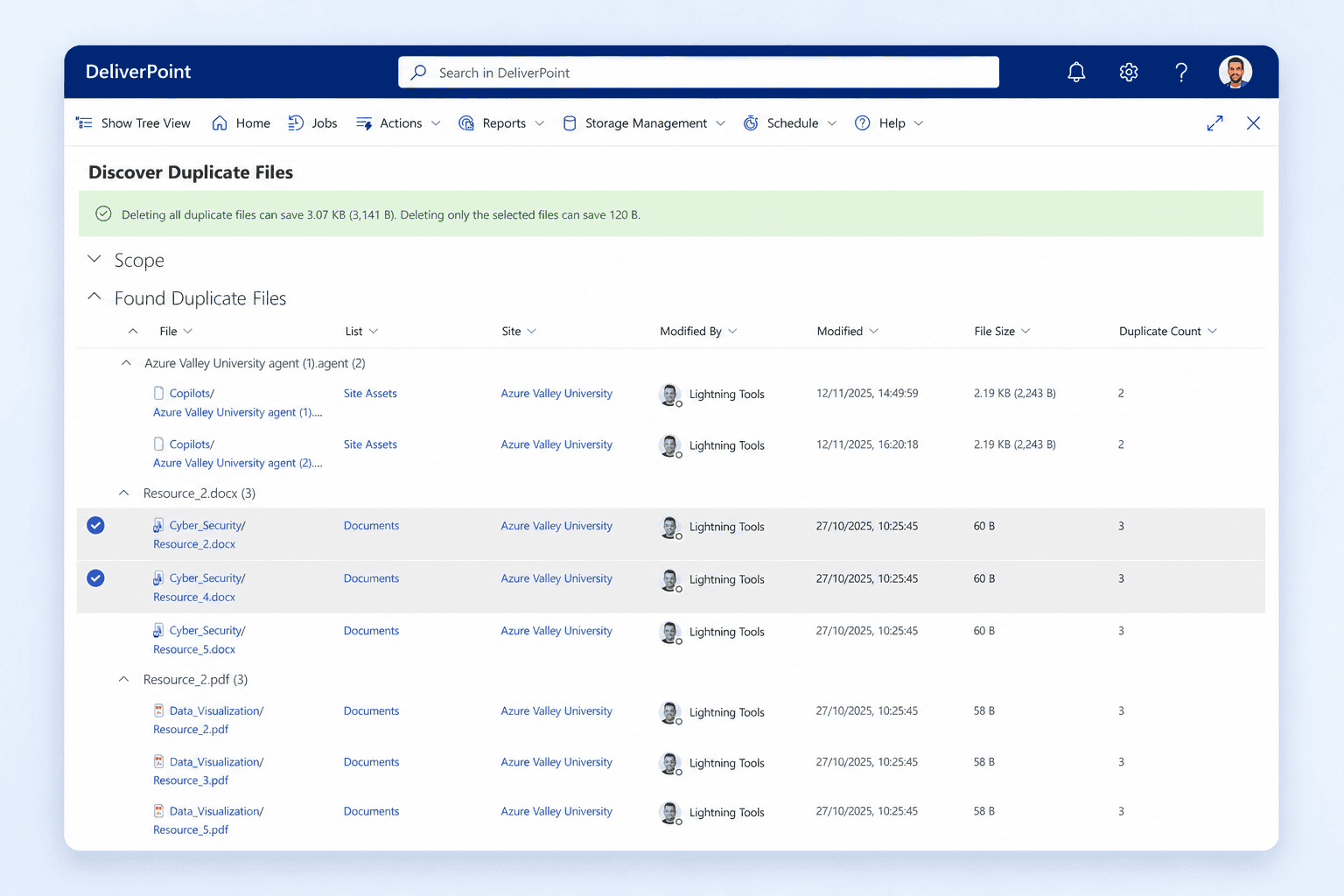 Duplicate Files - DeliverPoint Storage