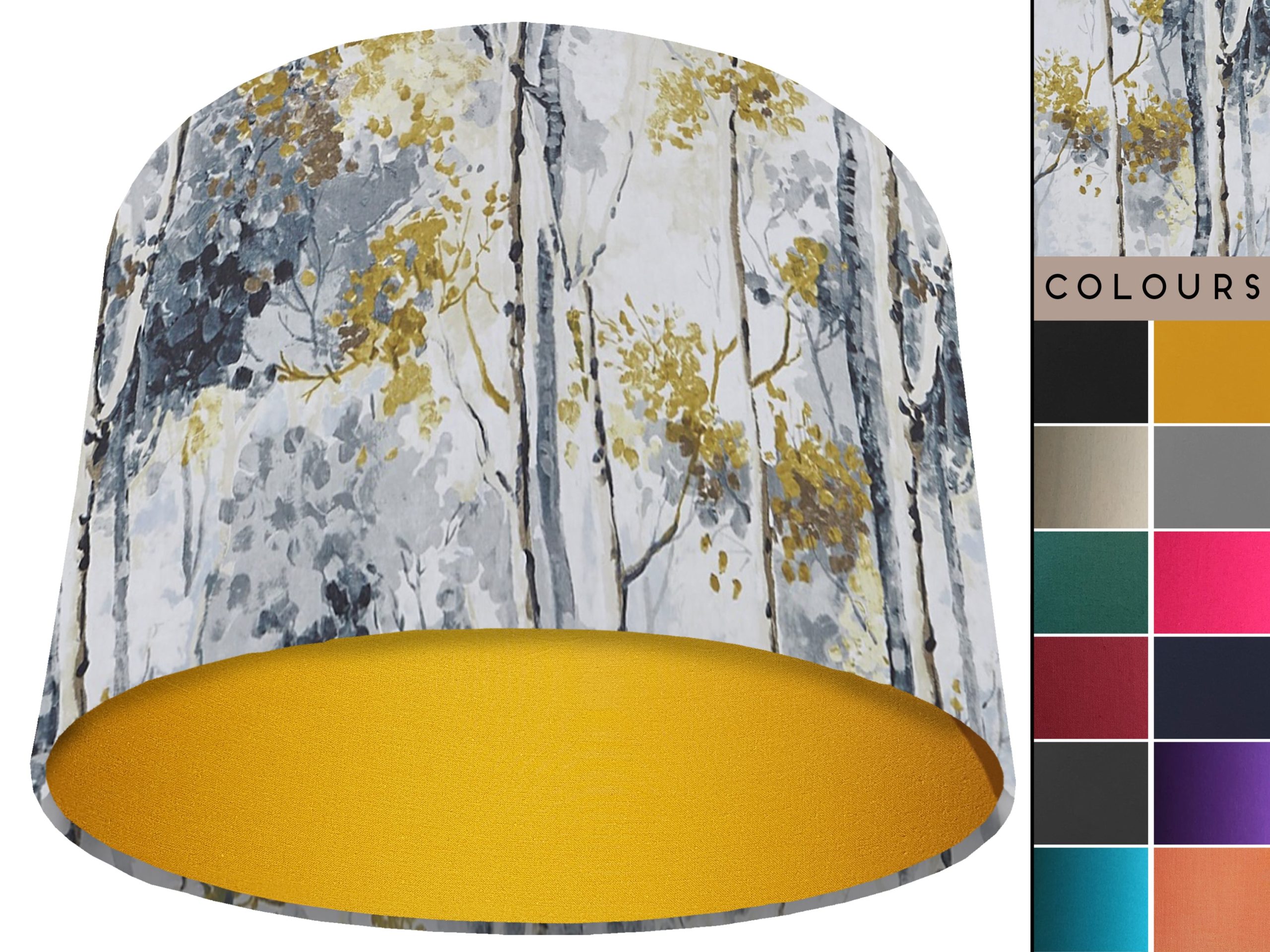 Silver Birch Light Shade Yellow, Modern Scandi Lampshade