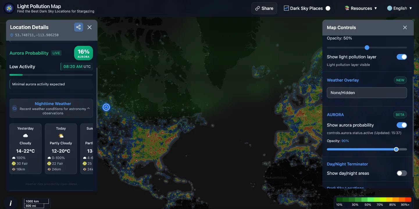 Light Pollution Map 2026 Bortle Scale Dark Sky Aurora