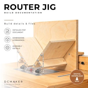 Router spline jig plan with PDF documentation, dimensions, drawings and DXF files