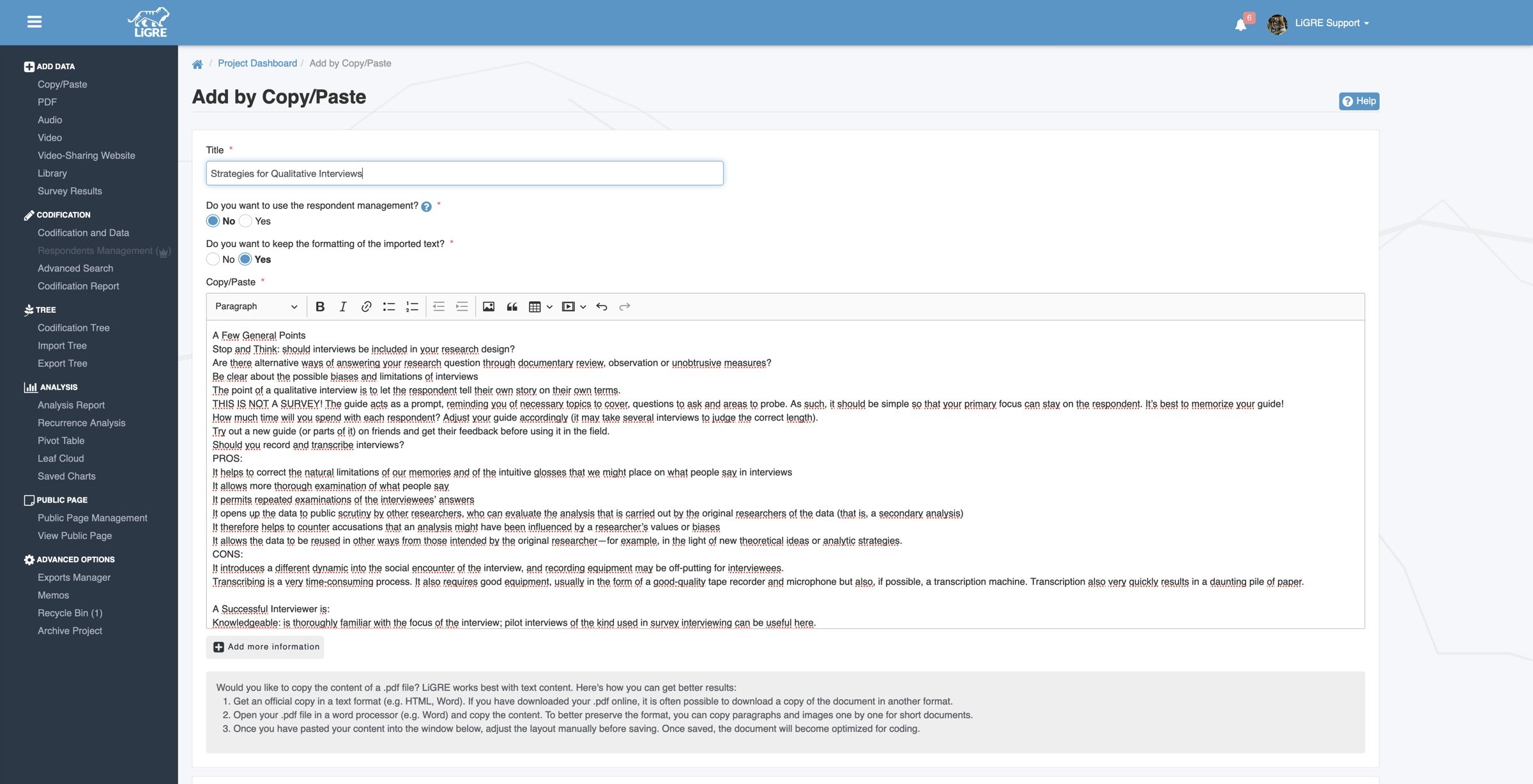 Qualitative data analysis coding tool