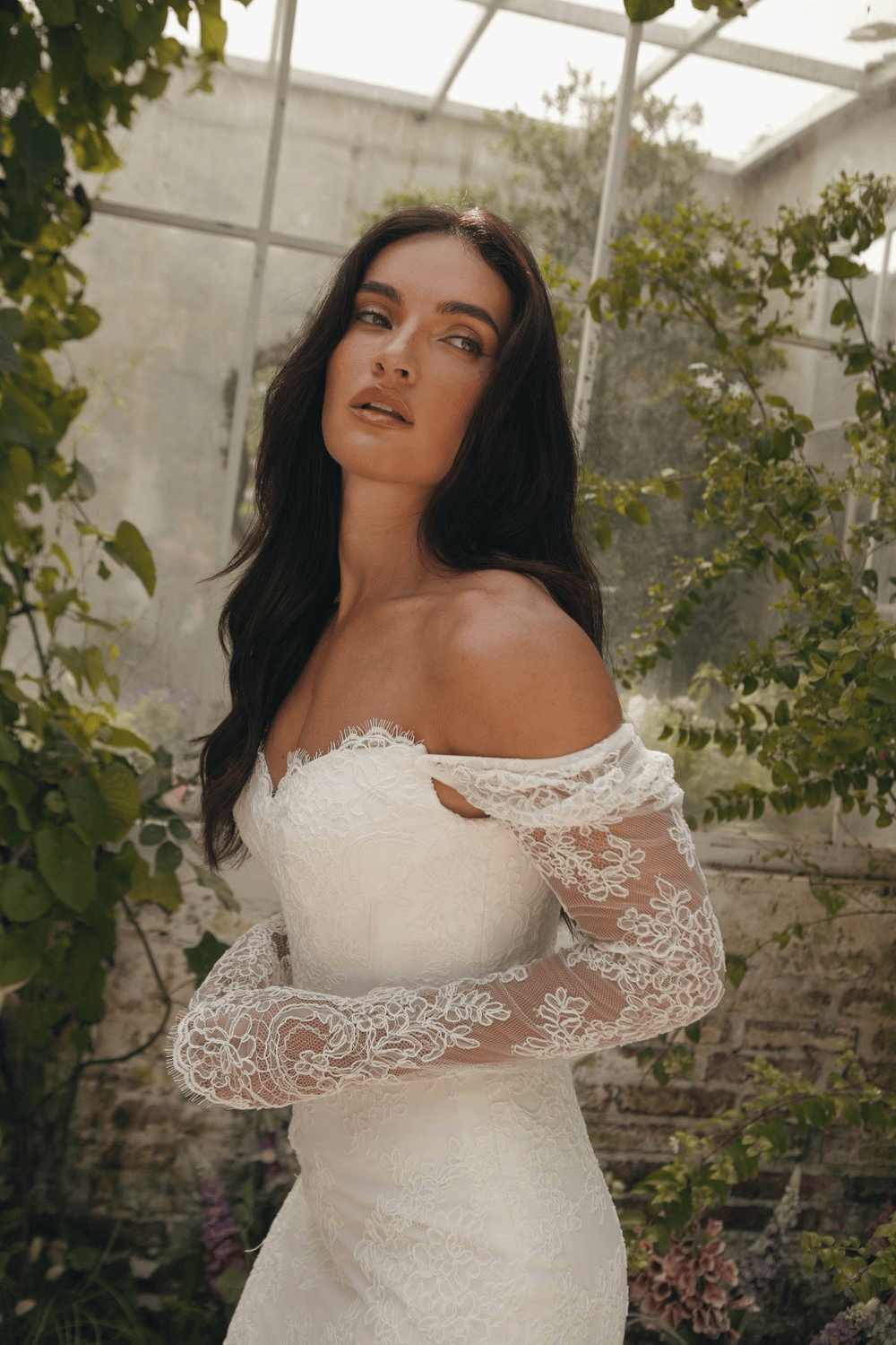 Adeline White April Lilac Rose Bridal Side close up