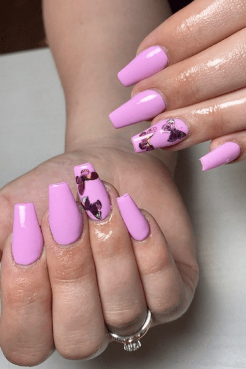 #1 cute purple ombre nails with glitter and butterflies. Acrylic Nails Summer 2021 Butterfly Nail Art Is The Trend Of The Year