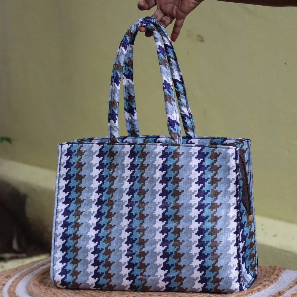 Blue Houndstooth tote bag