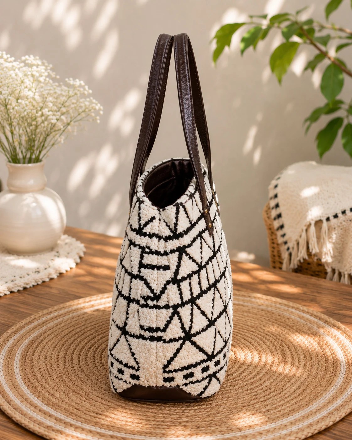 3 zipper tote bag side image
