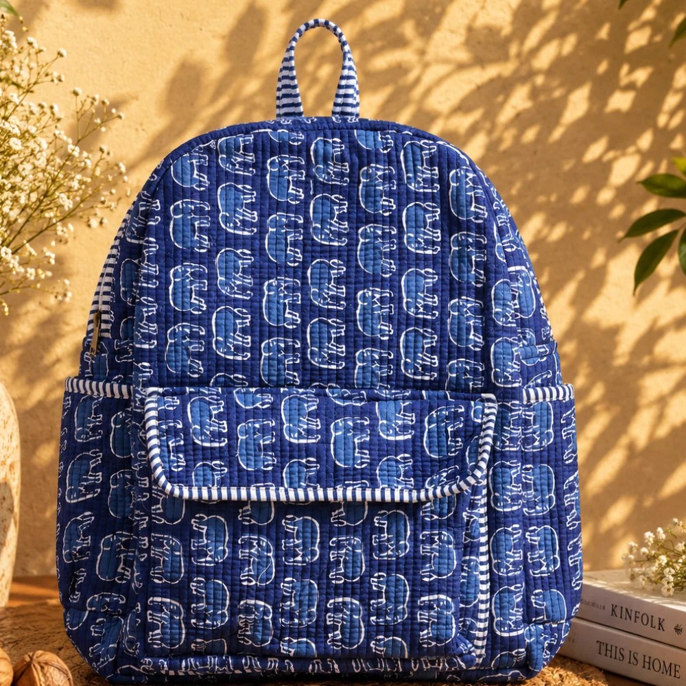 Elephant printed quilted backbags