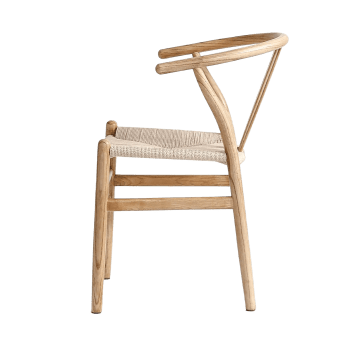 Esszimmerstuhl SW012 (Packung, 1 St) | Wishbone Stuhl mit Massivholzrahmen und Papierseilgeflecht