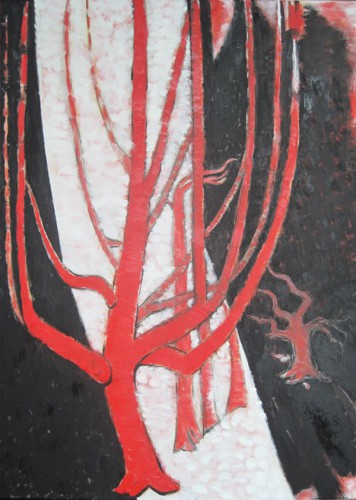 The red Tree 2011 Oil on canvas 100 x 76cm