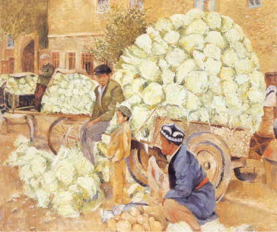 Cabbage Harvest 1998 Oil on canvas 76 x 91cm
