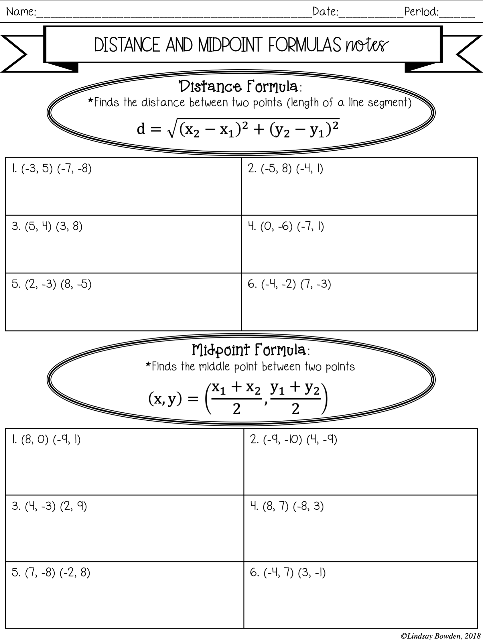 Our printable distance formula worksheets provide adequate practice in . Coordinate Geometry Notes And Worksheets Lindsay Bowden