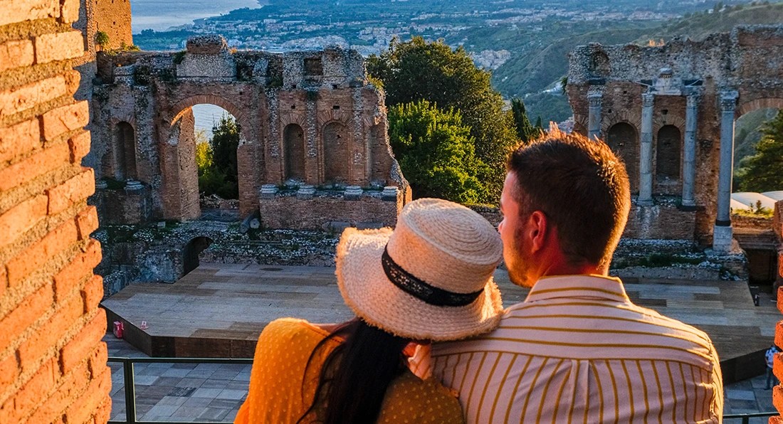 Couple enjoying the sites in Sicily
