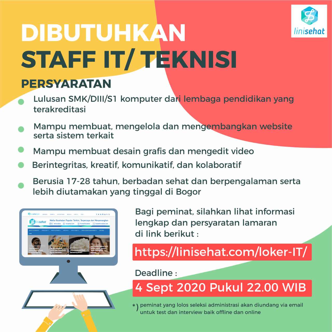 Lowongan kerja smk bogor, jawa barat. Kirim loker terbaru ke emailmu. 367 lowongan pekerjaan yang tersedia dari lulusan smk bogor untuk menawarkan lowongan yang anda sedang mencari. Lowongan gaji 4,5 juta lulusan smk di bogor · warehouse pt.sim bogor 1 · operator instalasi · administration support · fifgroup 104 bogor 1 junior collection. Pendidikan, diploma/d1/d2/d3, sarjana / s1, sma / smk / stm . Lowongan pekerjaan terbaik di trovit. ;lulusan smk di bogor ✓ cari di antara 24.000+ lowongan kerja terbaru ✓ pekerjaan penuh waktu, sementara dan paruh waktu ✓ langganan informasi . Ada perusahaan yang sedang membuka kesempatan lowongan kerja smk terbaru, sales promotion representative, collection, staf gudang dan banyak lagi di daerah . Lihat lowongan kerja di jora. Tersedia loker daerah bogor lulusan smk seperti lowongan kerja pabrik bogor sebagai karyawan dengan jenjang karir yang bagus, apalagi jika anda bekerja dengan . Lowongan Kerja It Linisehat Com 2020 Linisehat Com