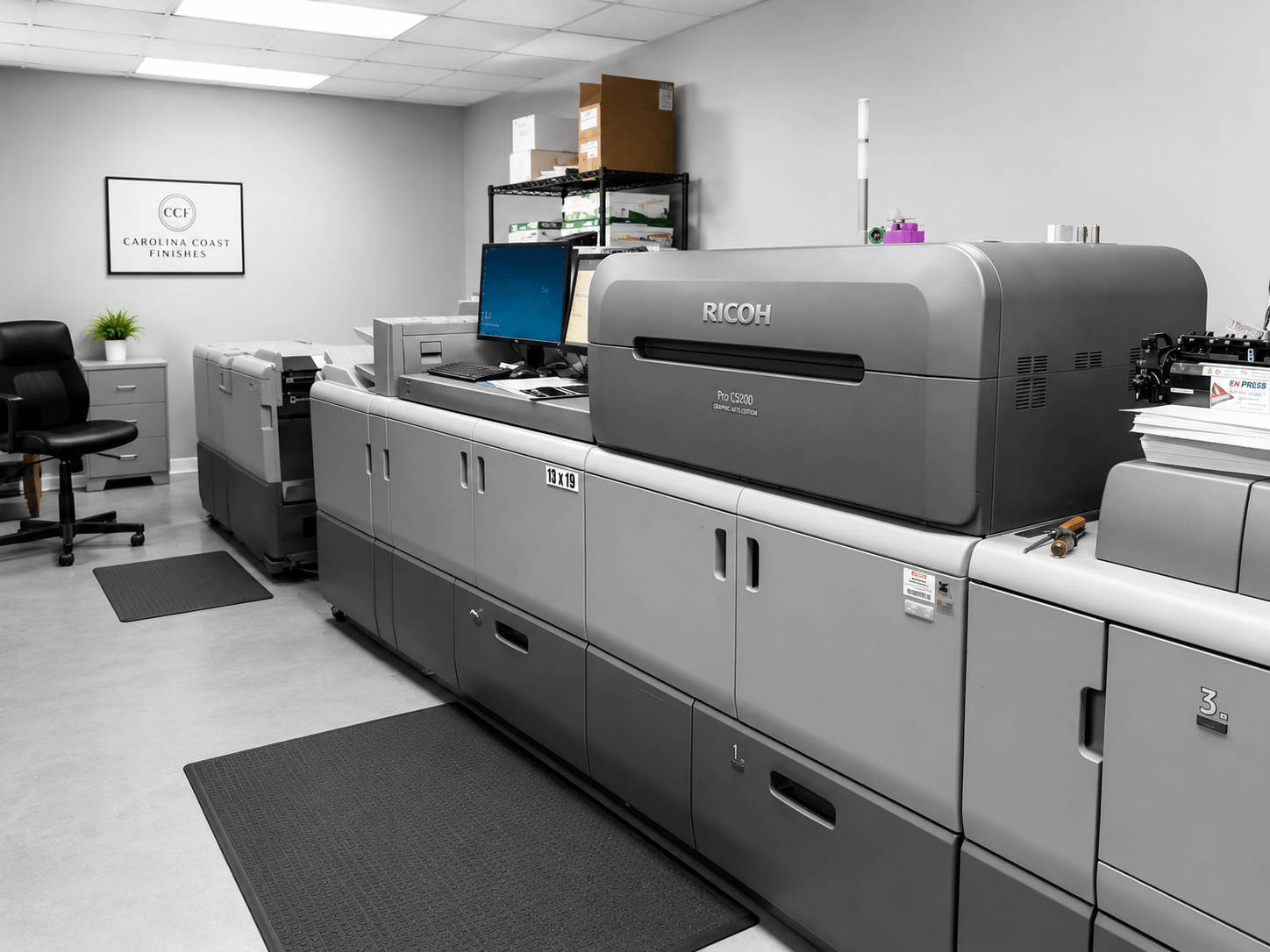 Ricoh commercial digital press in Linprint’s Wilmington production area