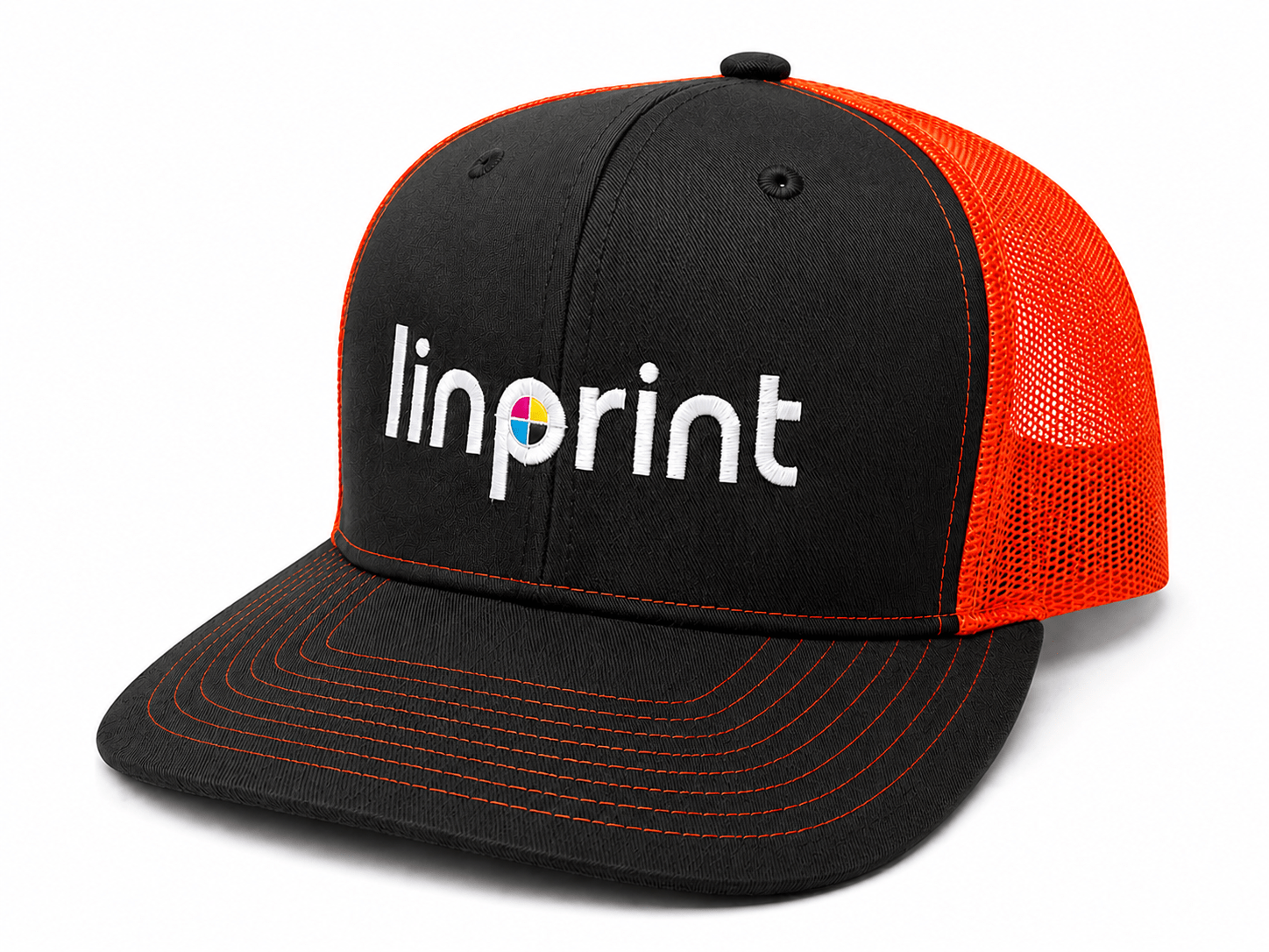 Custom embroidered Linprint branded trucker hat