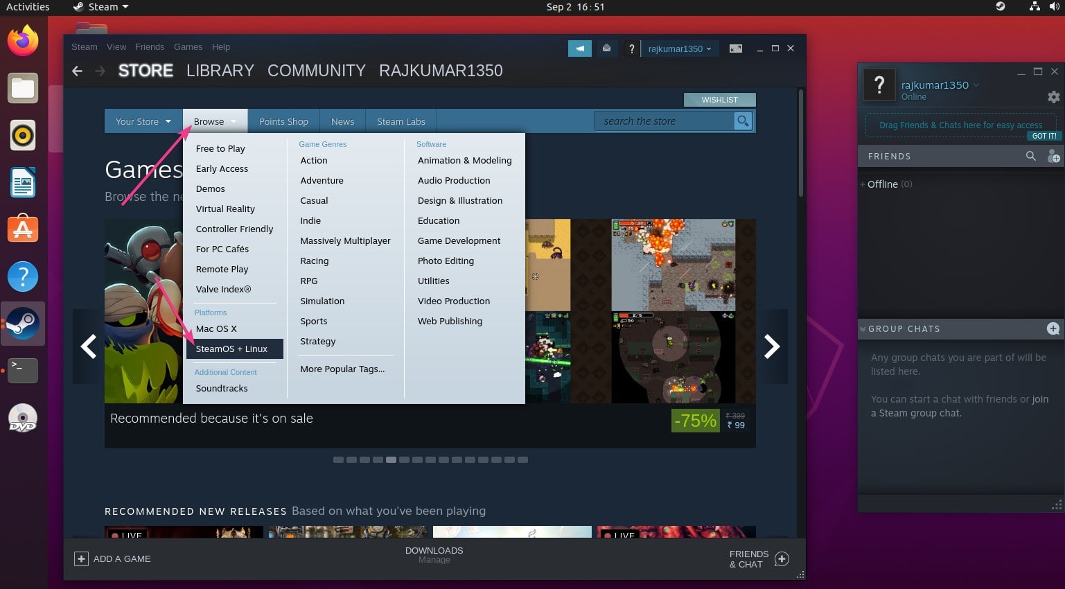 How To Install Steam On Ubuntu 20 04 LTS To Play Free And Paid Games Filter Linux Games On Steam Min 