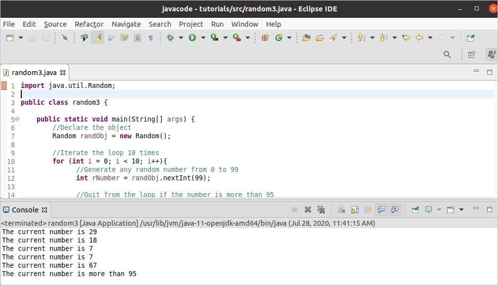 Random Number Generator In Java Journaldev It is a static method of the Math class.