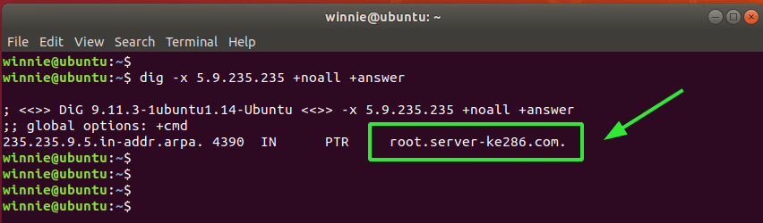 How to get a hostname/domain name from an ip address in linux