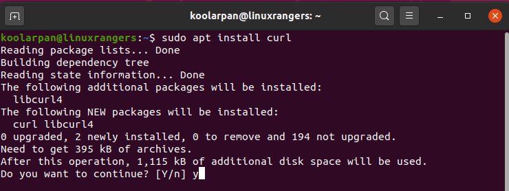 Installing Curl in Ubuntu 20.04