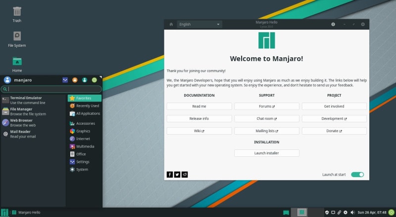 manjaro 20 desktop