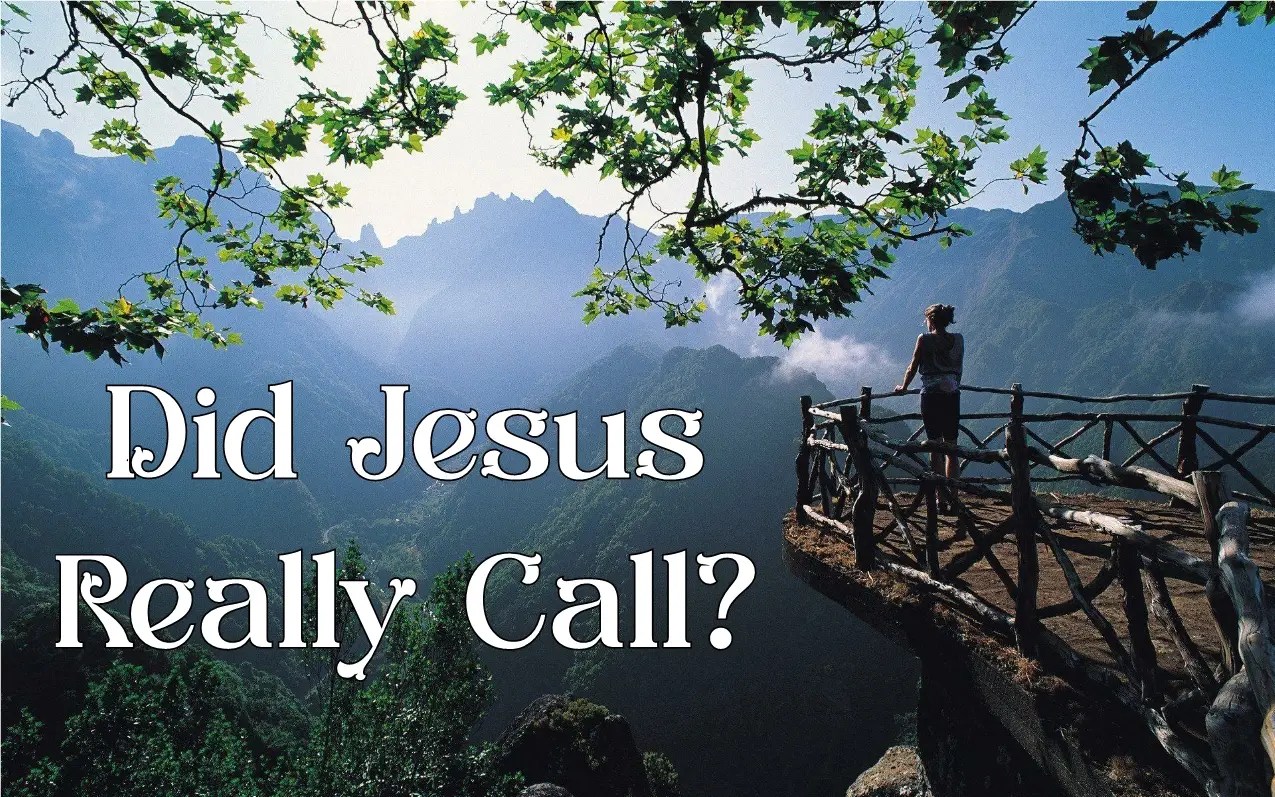 Person stands at a cliff overlook in the mountains, with the text 'Did Jesus Really Call?' overlaid on the image.