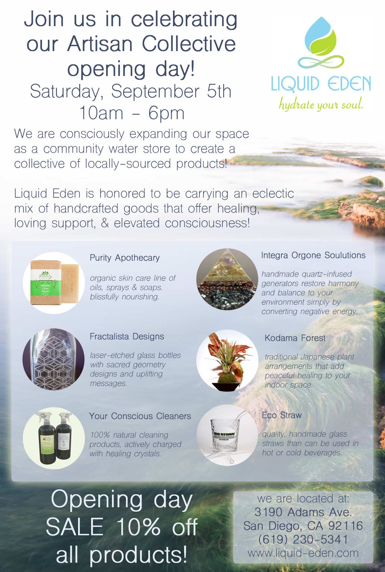 Artisan Collective Opening Day Liquid Eden Water Store LEflier 