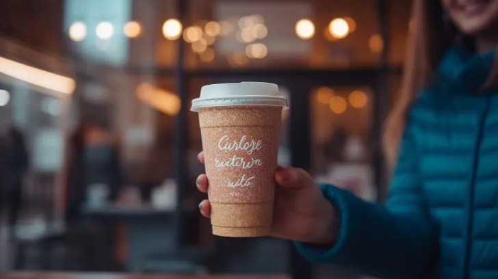 women holding a take out cup of coffee