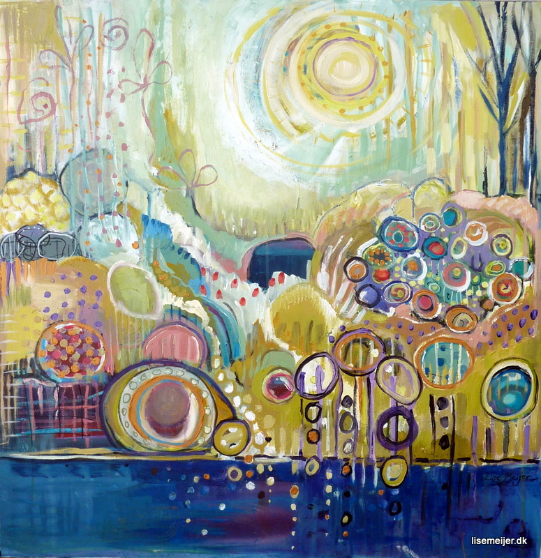 (SOLD) Life flowing over” Acrylic on canvas, 75 x 75 cm.